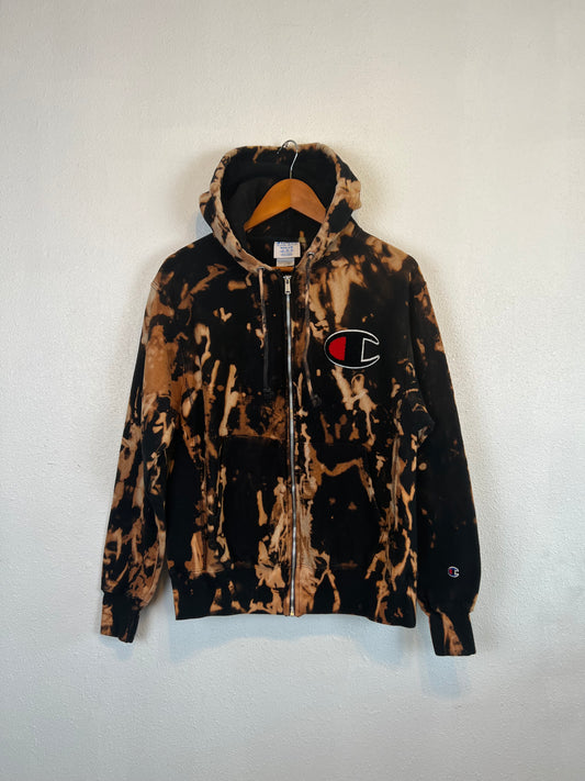 Black bleached champion online hoodie