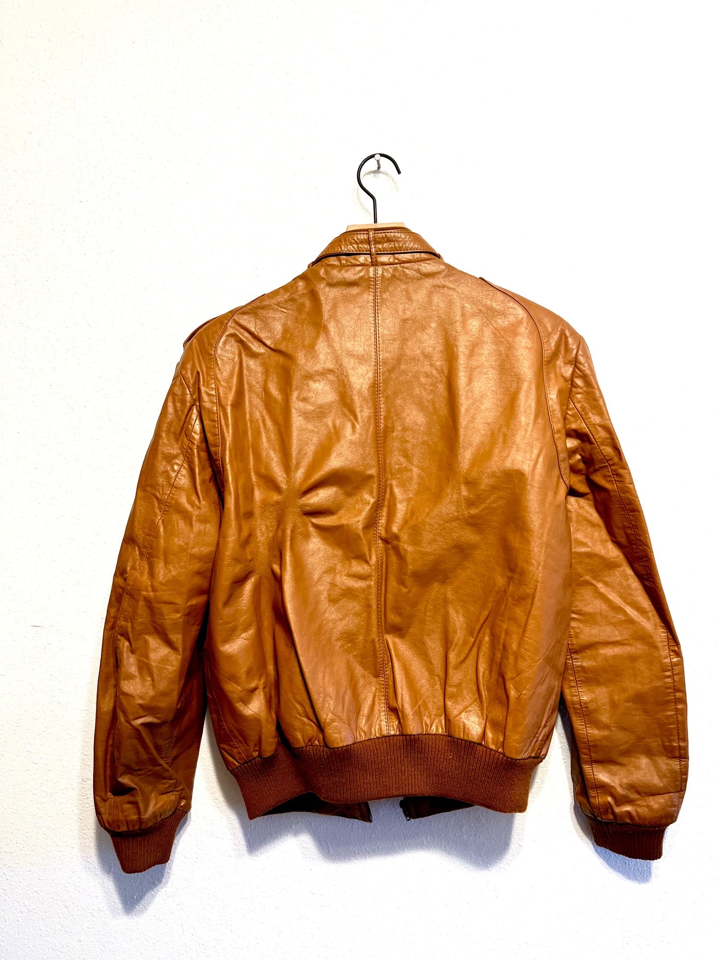 Vintage Leather Coat Mens Bomber Members Only Jacket -  Singapore